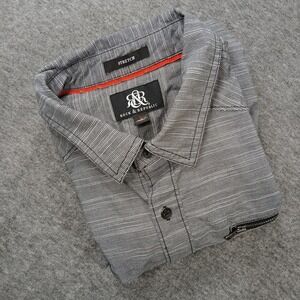 Rock &‎ Republic Men's Button Up Shirt Size L Gray Striped Long Sleeve Stretch